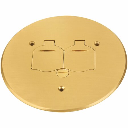 NEWHOUSE ELECTRIC Low Profile Floor Box Cover with 15 Amp TR Outlets, Brass 8150BR